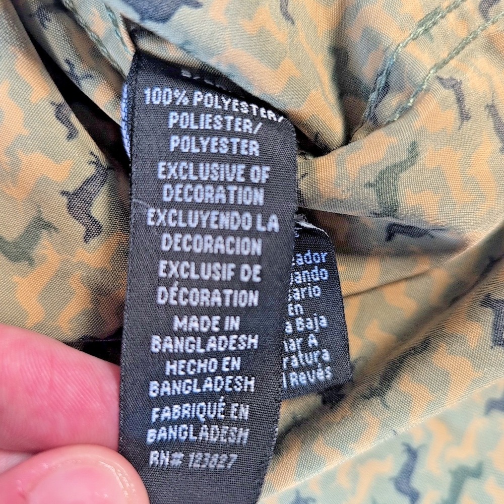 Geometrix NY Dachshund Dress Shirt Men's S Olive Camo Button Down - Short Sleeve - Picture 4 of 7